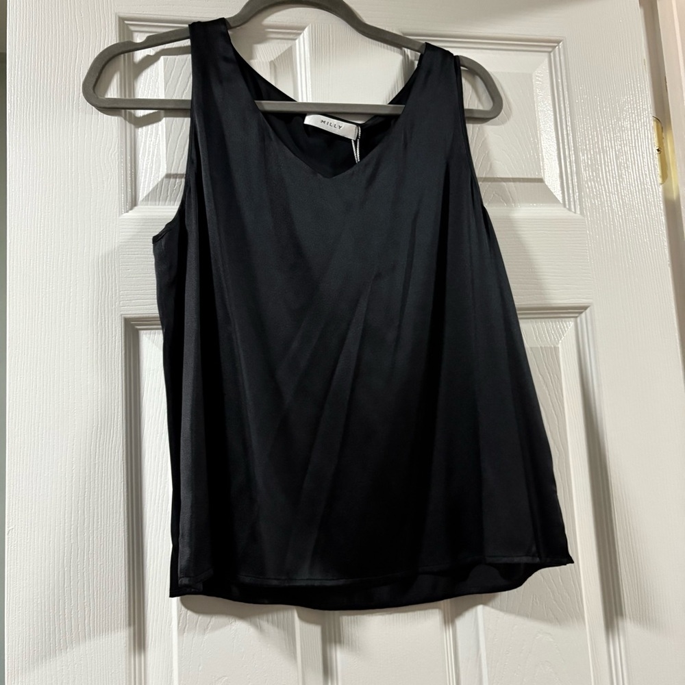 Milly Black Silk Sleeveless Top